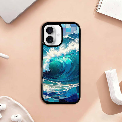 iPhone 17 Case — Wave Crest Splash Wave Watercolor Abstract, Custom Made Phone Cover