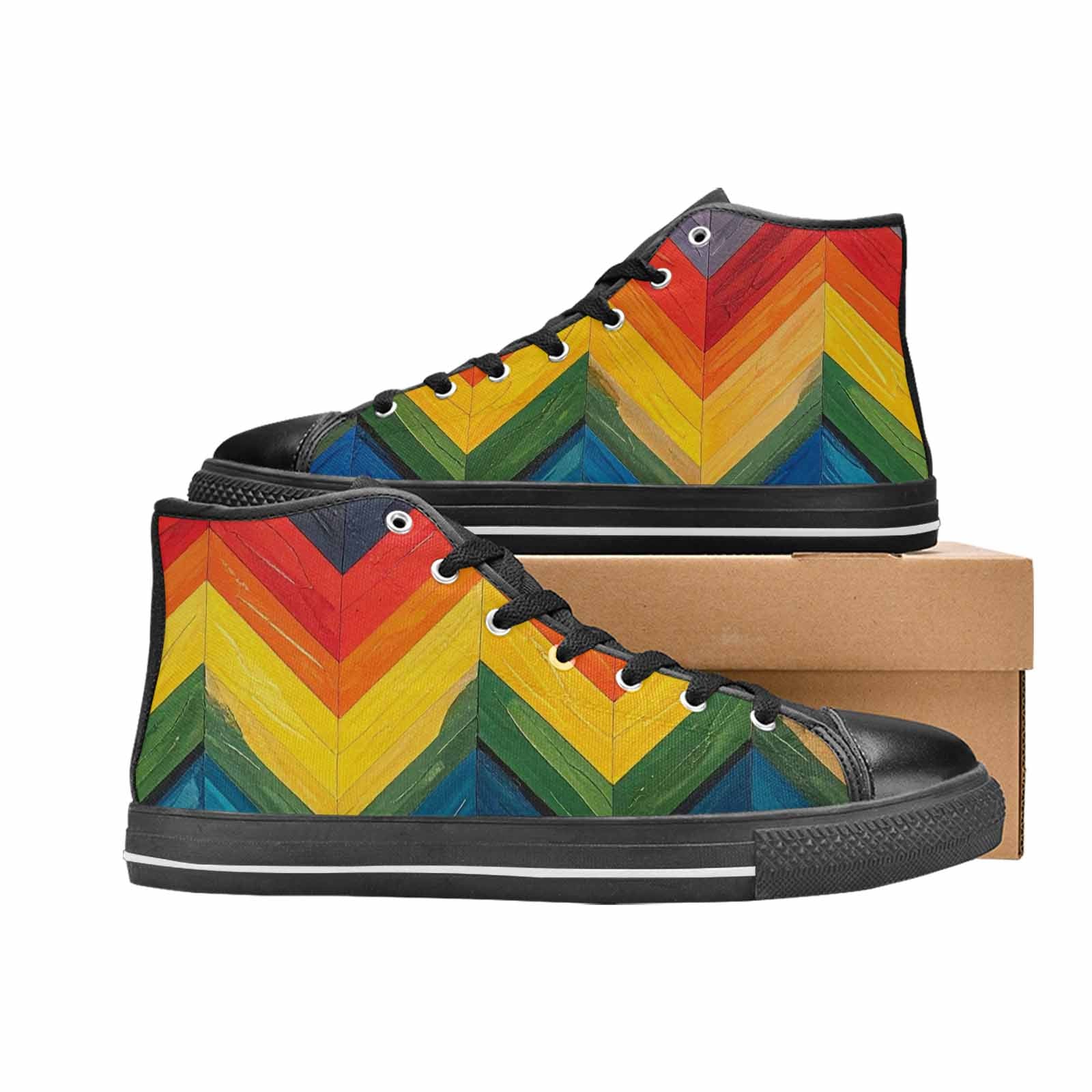 MEN'S Progress Pride Flag High Top Canvas Surreal Shoes