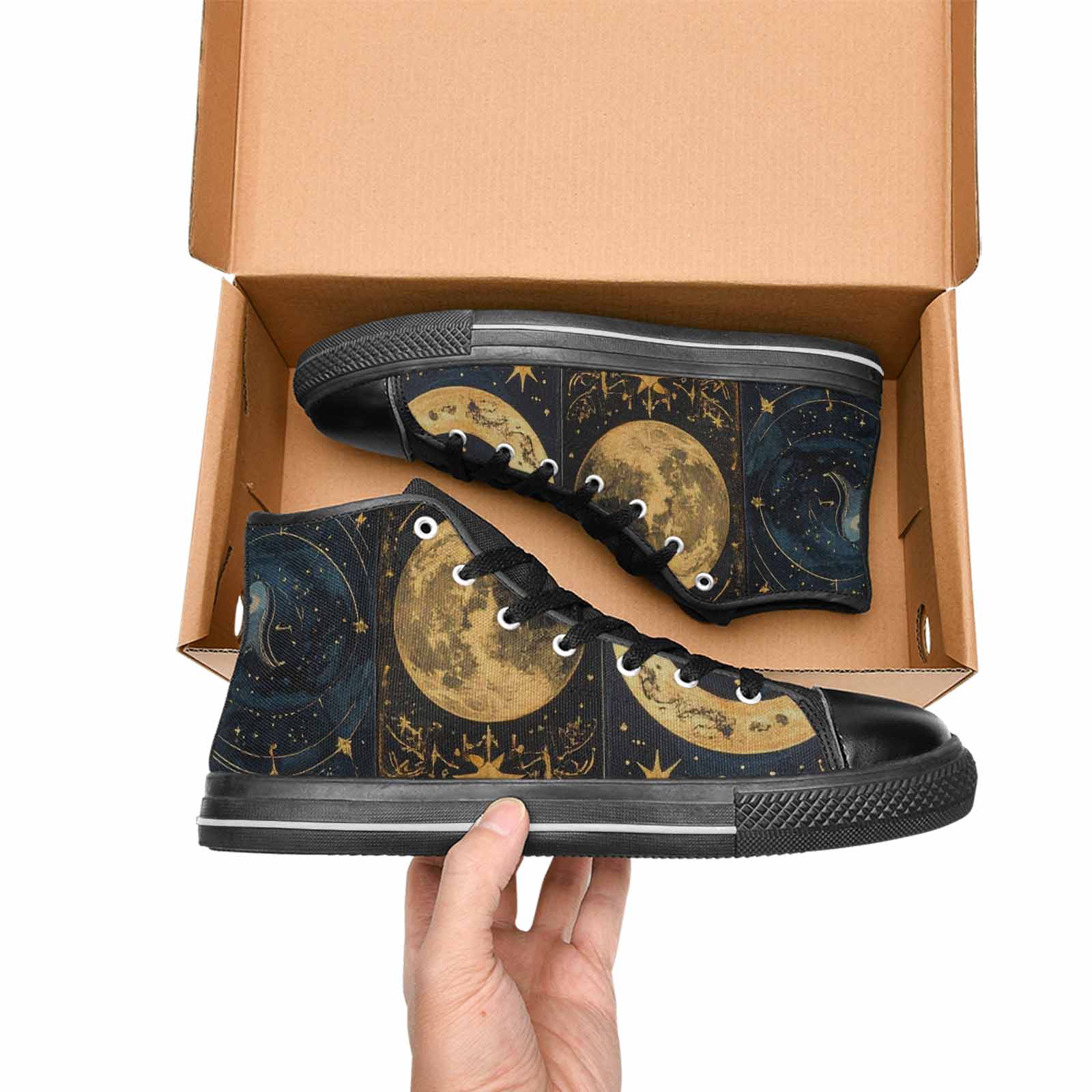 MEN'S Zodiac Constellation Star High Top Canvas Wallpaper Art Sneakers