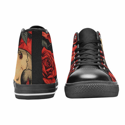 MEN'S Skulls Roses Bold Pen Ink High Top Canvas Aesthetic Shoes