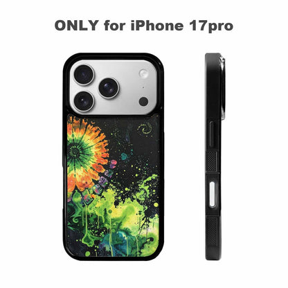 iPhone 17 Pro Case — Black Green Ink Tie Dye Tie, Customized Protective Case