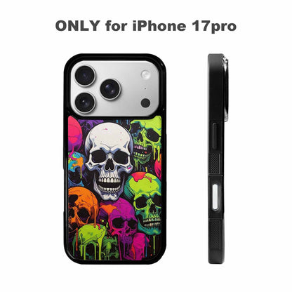 iPhone 17 Pro Case — Vibrant Camo Of Skeletons Neon Camo, Unique Phone Case Design
