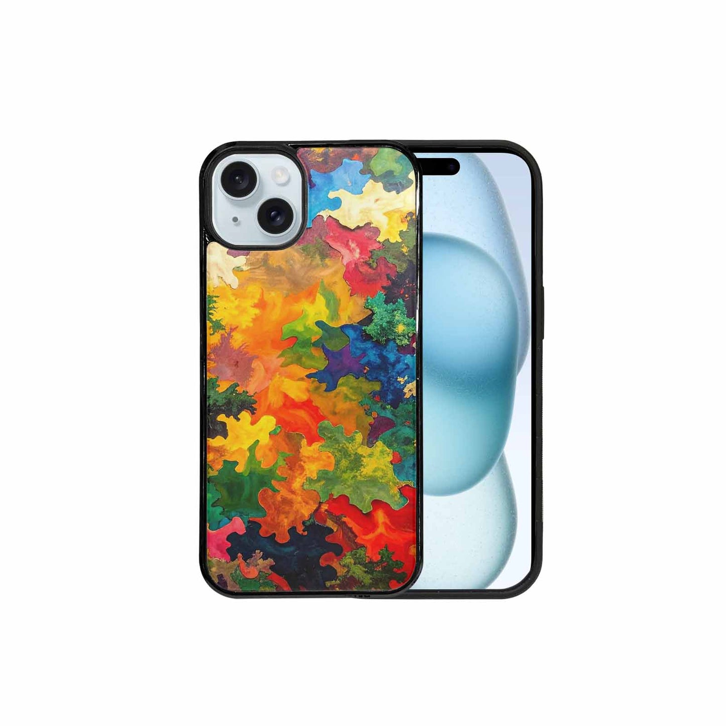 iPhone 15 Plus Case — Camo Patches Full Color Vibrant Camo, Personalized Phone Case