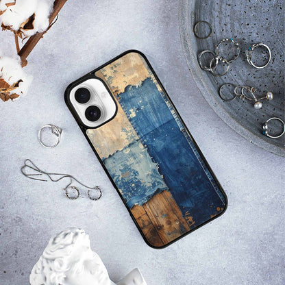 iPhone 16 Plus Case — Denim Distressed Textures Print Edge To, Customized Protective Case