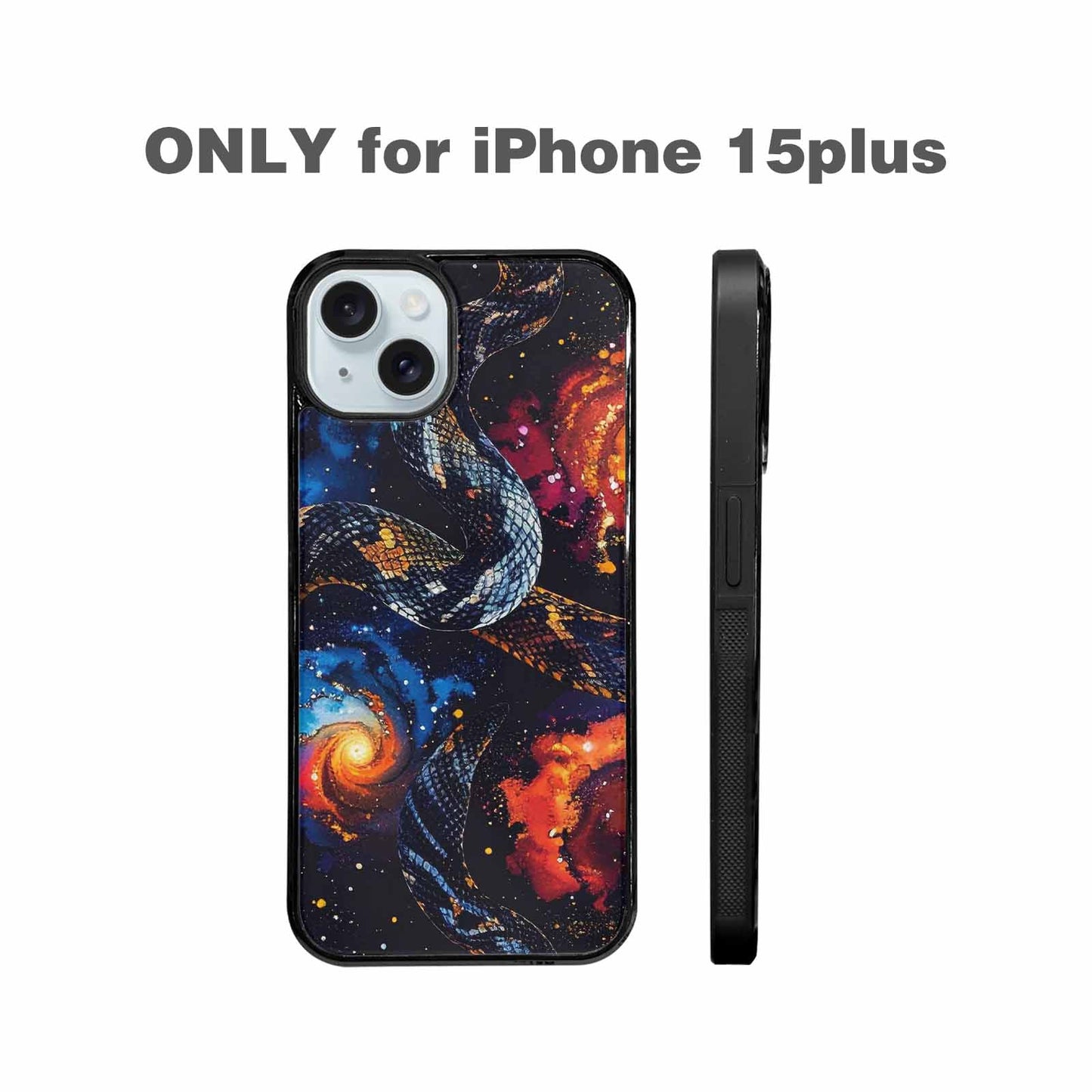iPhone 15 Plus Case — Galaxy Snake Print, Customized Protective Case