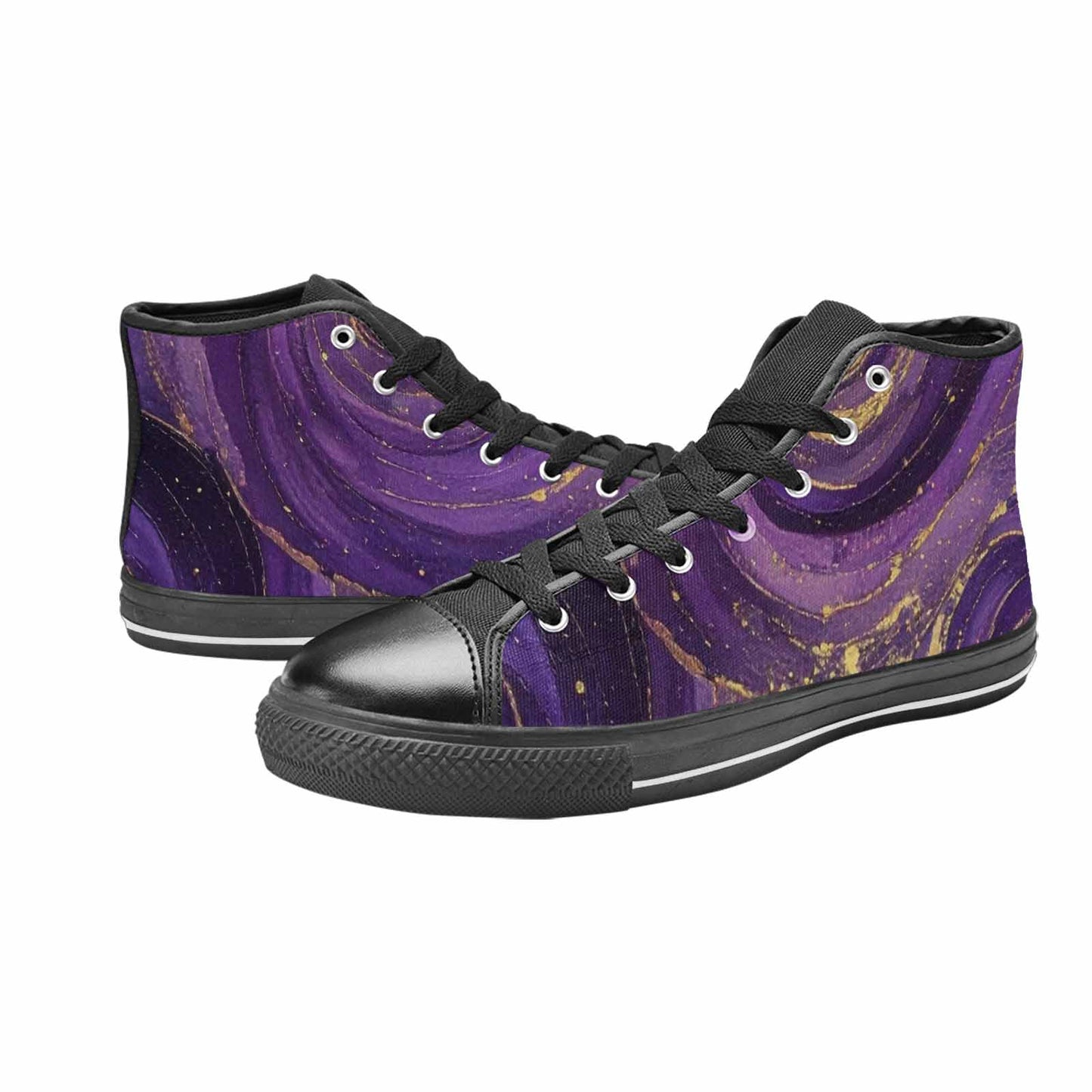 WOMEN'S Starry Night Nebula Brushstroke High Top Canvas Wallpaper Art Shoes
