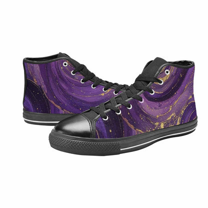WOMEN'S Starry Night Nebula Brushstroke High Top Canvas Wallpaper Art Shoes