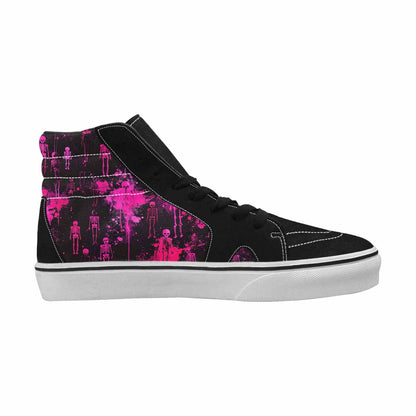 MEN'S Skeletons  Neon Pink High Top Canvas Aesthetic Shoes