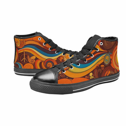 MEN'S Groovy 70S Peace High Top Canvas Vivid Custom Sneakers