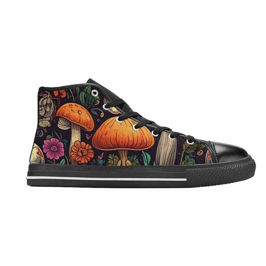 WOMEN'S Mushrooms And Skulls High Top Canvas Dark Academia Sneakers
