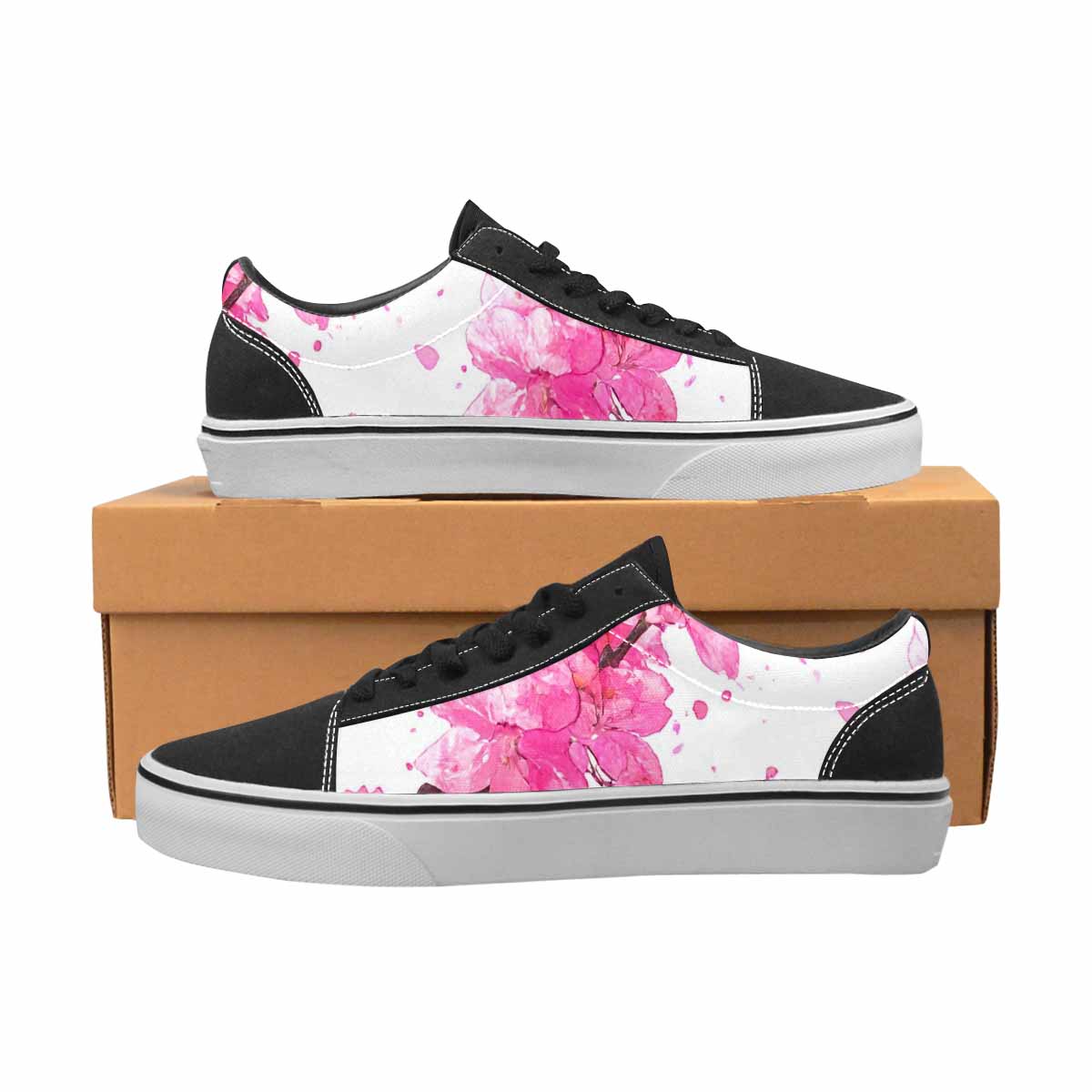 WOMEN'S Cherry Blossom Branch Cherry Lace-Up Canvas Grunge Custom Shoes