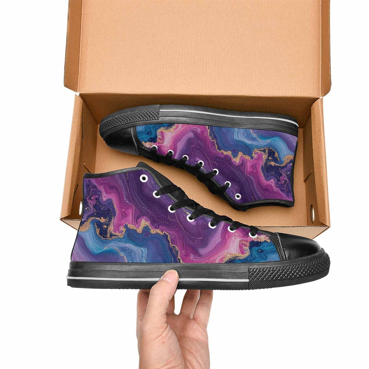 MEN'S Marble Galaxy High Top Canvas Vibrant Chaos Sneakers