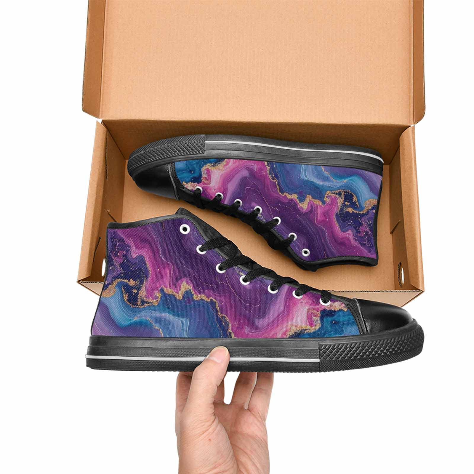 MEN'S Marble Galaxy High Top Canvas Vibrant Chaos Sneakers