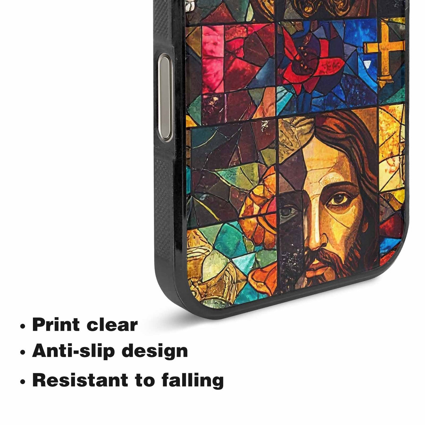 iPhone 16 Pro Max Case — Jesus Face Small Cross And Faith, Customized Protective Case