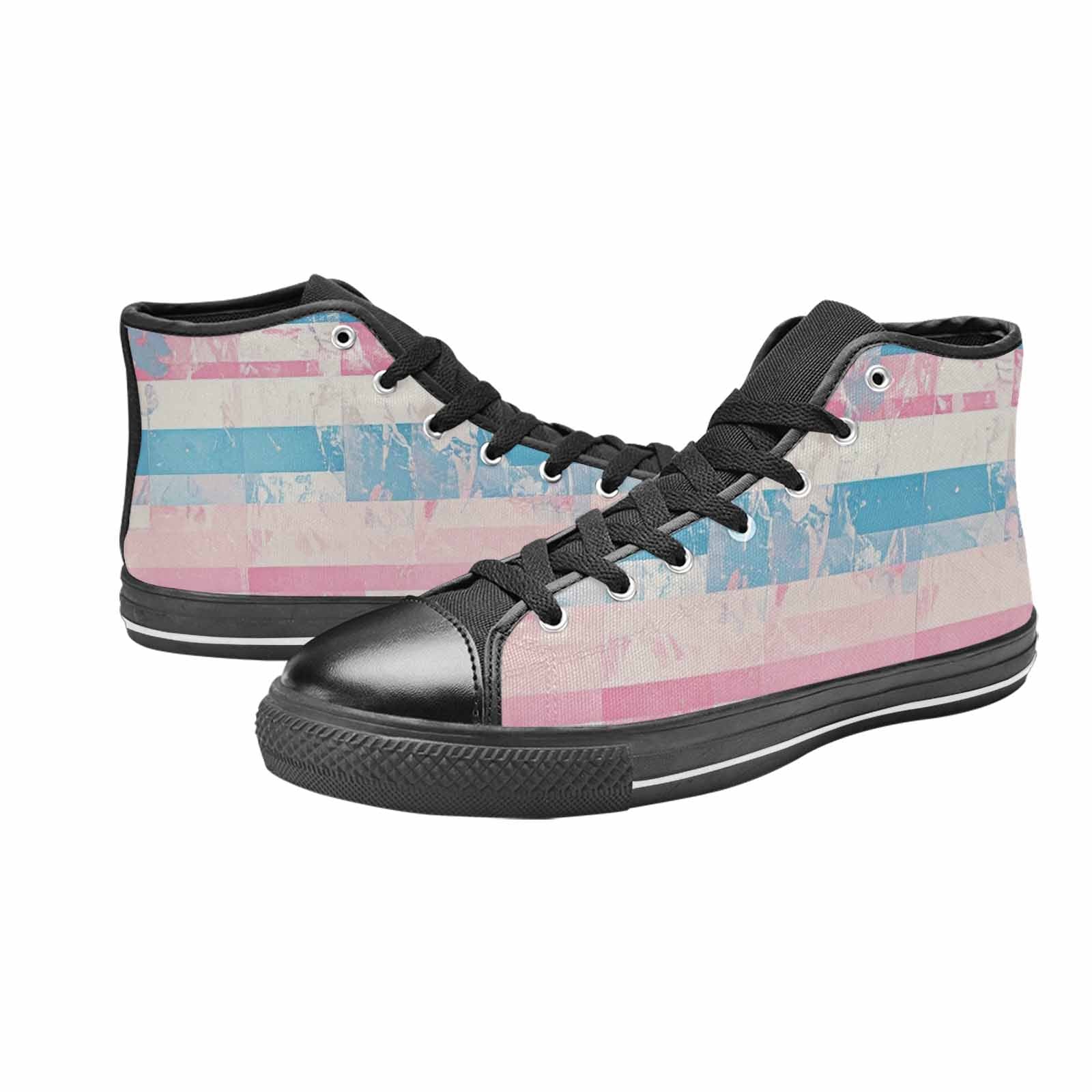 MEN'S Transgender Flag Color High Top Canvas Aesthetic Sneakers