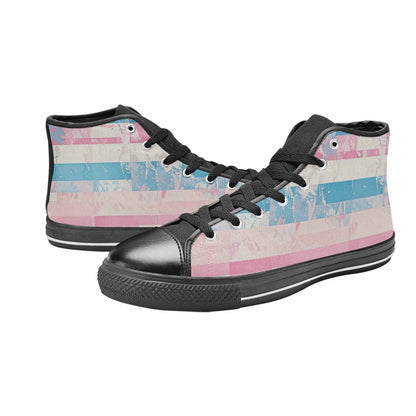 MEN'S Transgender Flag Color High Top Canvas Aesthetic Sneakers