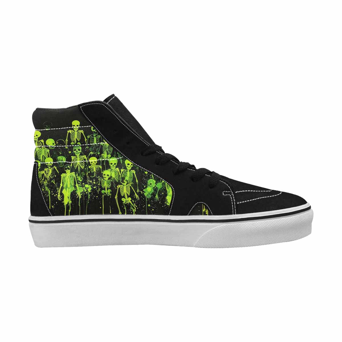 MEN'S Skeletons × Neon Green High Top Canvas Dreamcore Custom Shoes