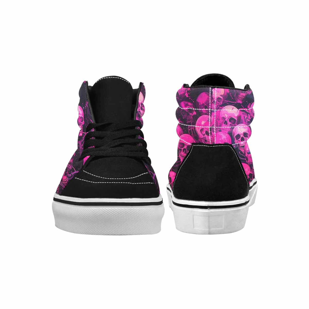 MEN'S Skeletons  Neon Pink High Top Canvas Vibrant Chaos Custom Sneakers
