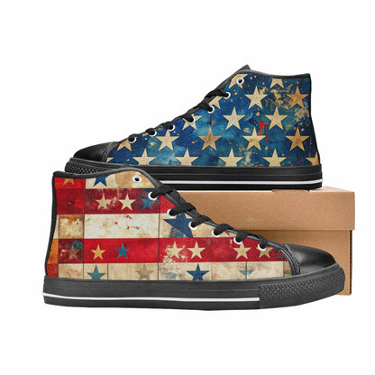 MEN'S American Flag Stars High Top Canvas Dark Academia Custom Shoes