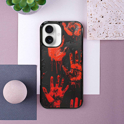 iPhone 16 Case — Splatter Paint Art Hand Prints Black, Custom Phone Case