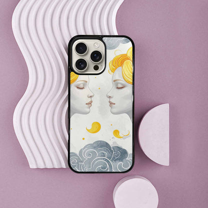 iPhone 16 Pro Max Case — Gemini Twins Zodiac Pattern Seamless Repeat, Custom Printed Phone Case