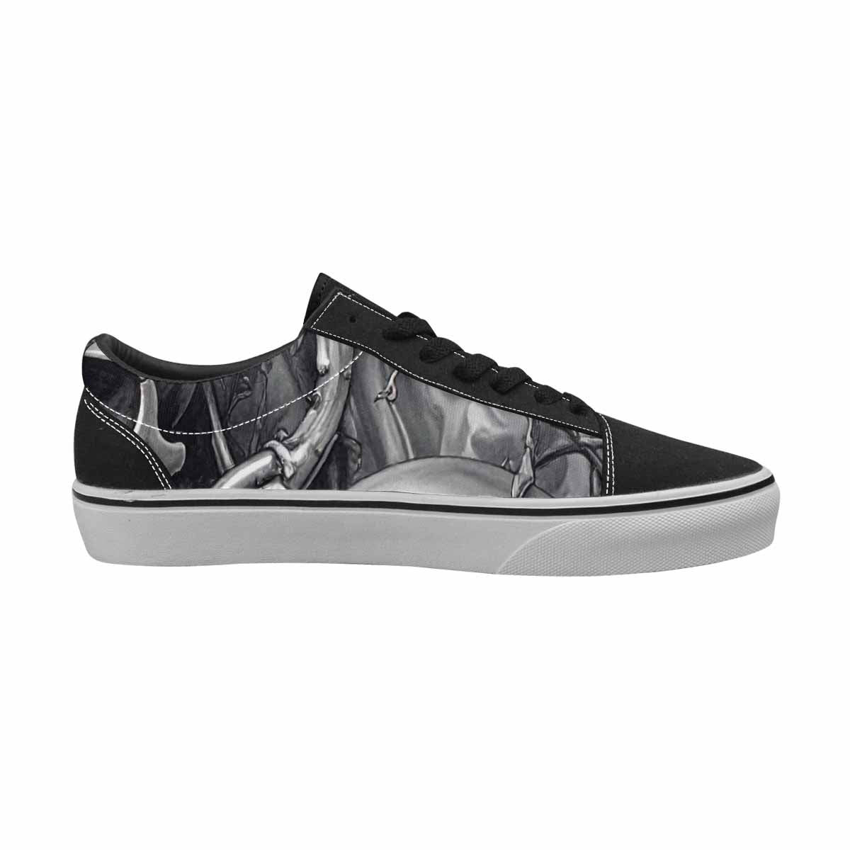 WOMEN'S Skulls Roses Chrome Airbrush Canvas Lace-Up Dark Academia Custom Sneakers