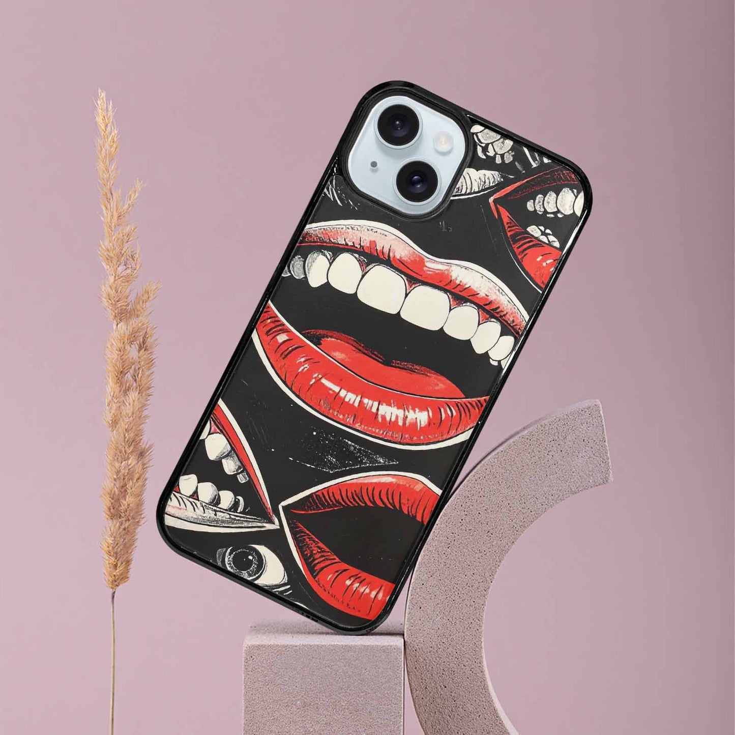 iPhone 15 Plus Case — Googly Cartoon Mouths, Personalized Phone Case