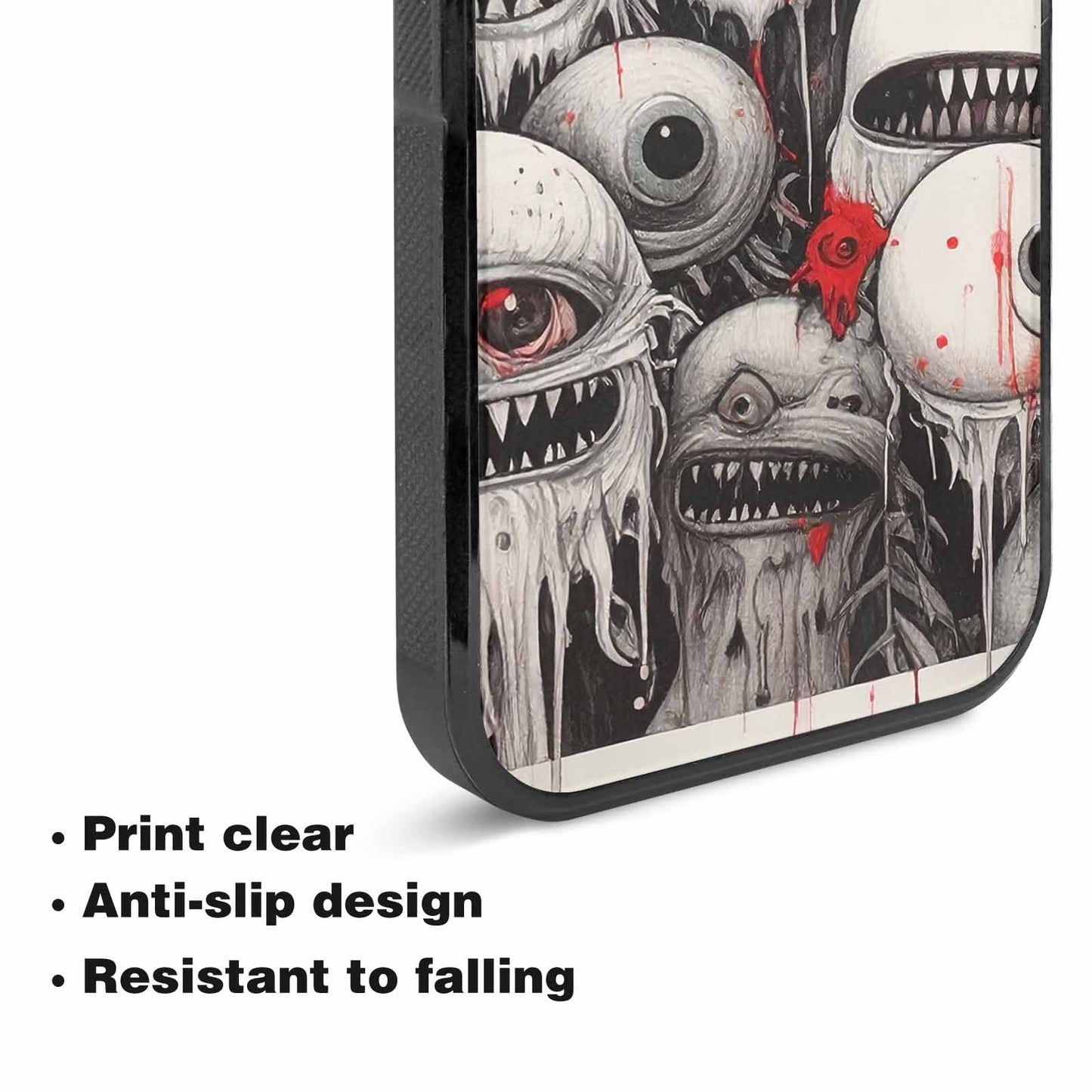 iPhone 15 Plus Case — Multi Eye Monster Black Red Ink, Custom Print Case Cover