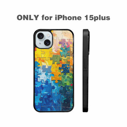 iPhone 15 Plus Case — Autism Puzzle Pieces Puzzle Piece Pattern, Custom Art Phone Cover