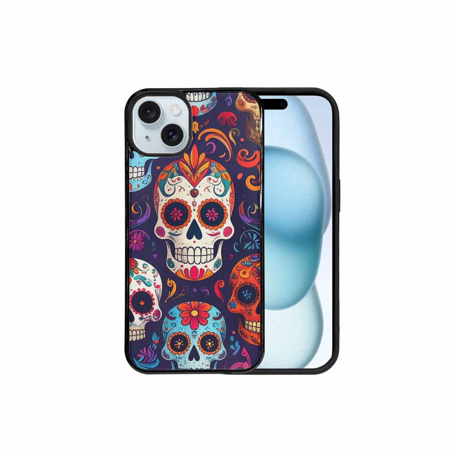 iPhone 15 Plus Case — Day Dead Sugar Skull Art 100s, Custom Print Case Cover