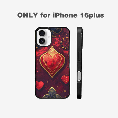 iPhone 16 Plus Case — Playing Card Suits Pattern Poker Chips, Custom Printed Phone Case