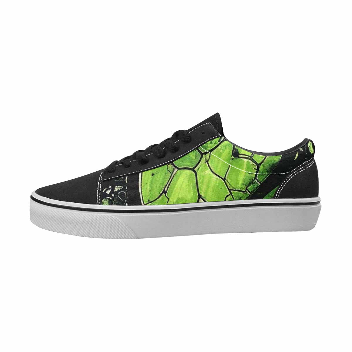WOMEN'S Reptile Black & Green Ink Canvas Graphic Print Vibrant Chaos Custom Printed Shoes