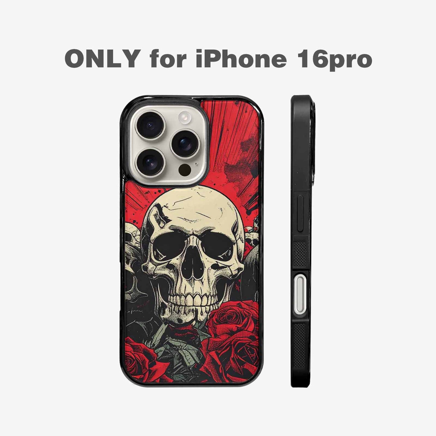 iPhone 16 Pro Case — Skull Dark Art Gothic Print, Custom Made Phone Cover