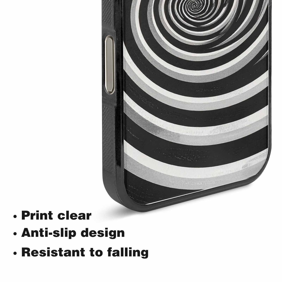 iPhone 15 Pro Max Case — Hypnotic Spiral Optical Illusion Motif High, Custom Art Phone Cover