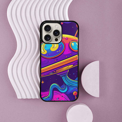 iPhone 16 Pro Max Case — Alien Ufo Cartoon Art Pattern Groovy, Custom Phone Case