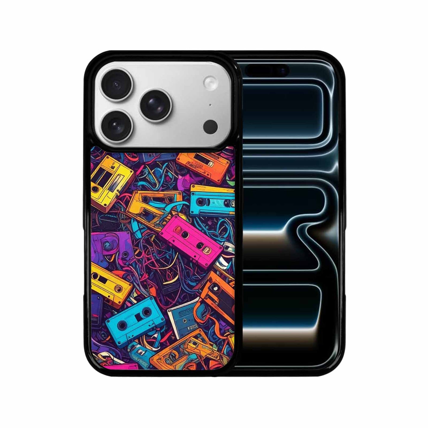 iPhone 17 Pro Case — Retro Cassette Tape Pattern Hundreds Retro, Custom Printed Phone Case