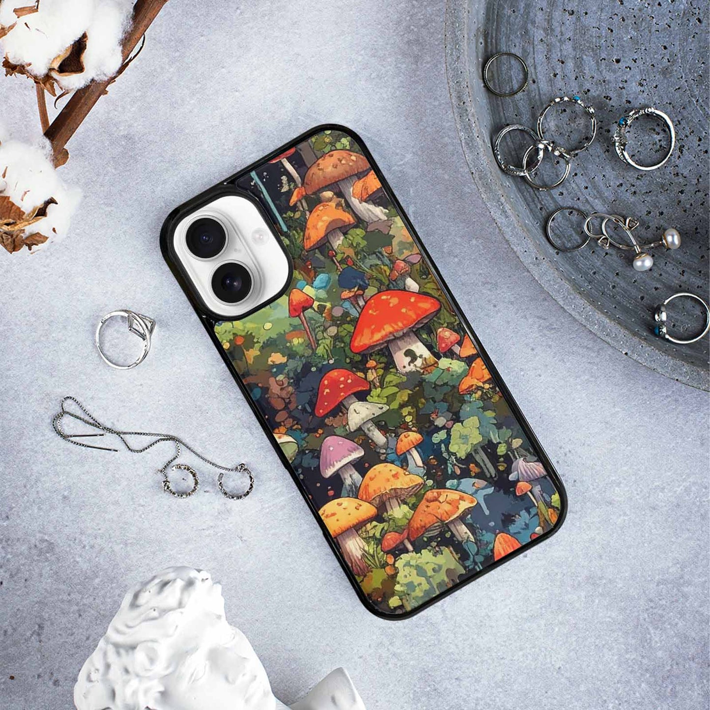 iPhone 16 Plus Case — Mushrooms Camomushrooms Patter Big, Personalized Phone Case