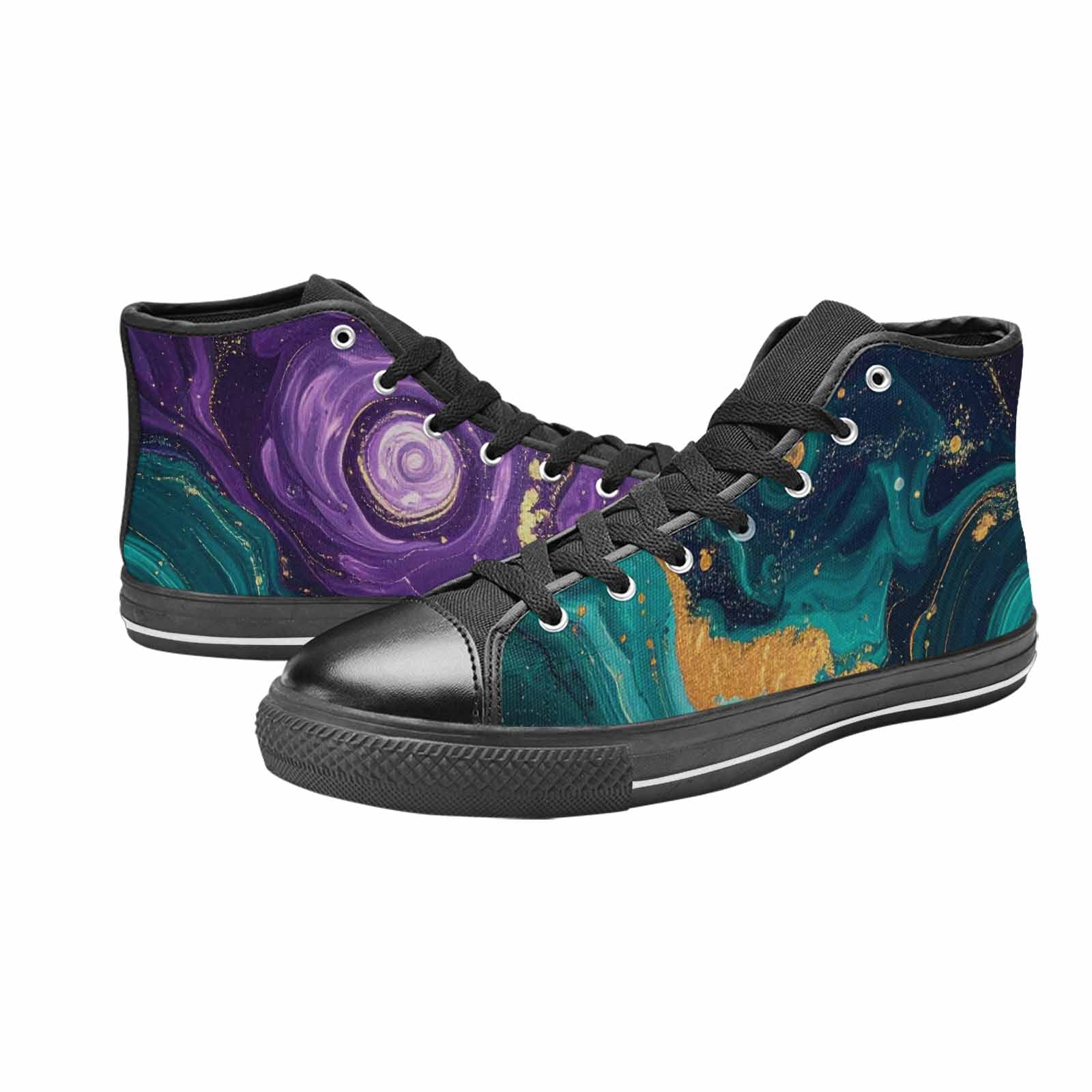 MEN'S Marble Galaxy Swirl High Top Canvas Grunge Custom Shoes