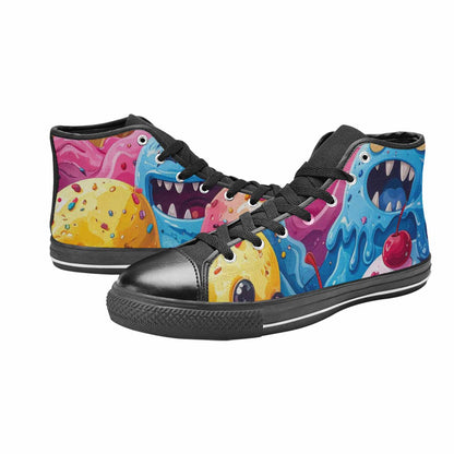 MEN'S Melting Icecream Monster Cherry High Top Canvas Vibrant Chaos Shoes