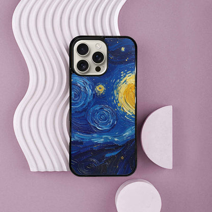 iPhone 16 Pro Max Case — Swirling Deep Blue Night Sky Filled, Original Design Phone Case