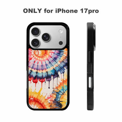 iPhone 17 Pro Case — Tie Dye Swirls Black Red Tie, Customized Protective Case