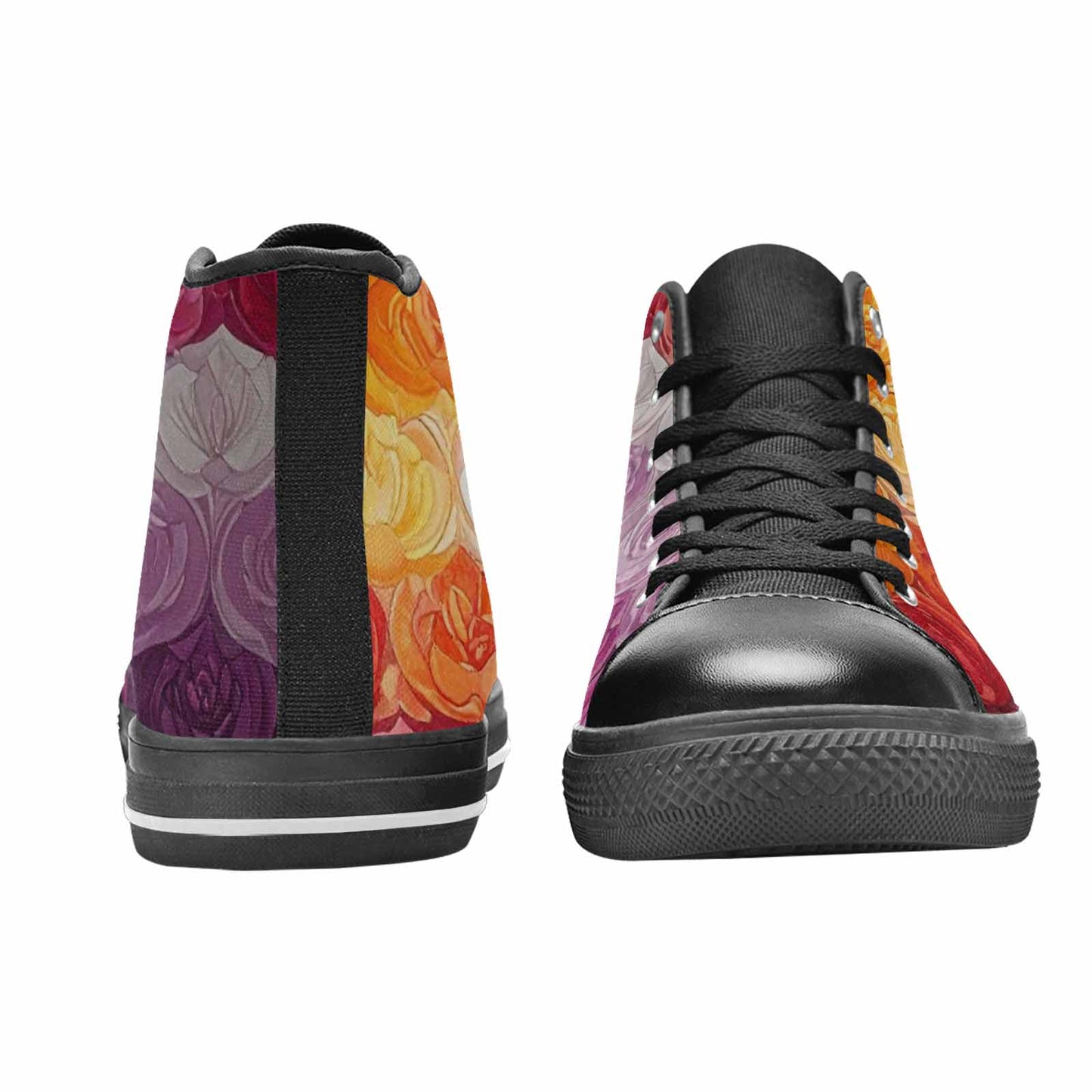 MEN'S Lesbian Flag Color High Top Canvas Wallpaper Art Custom Sneakers