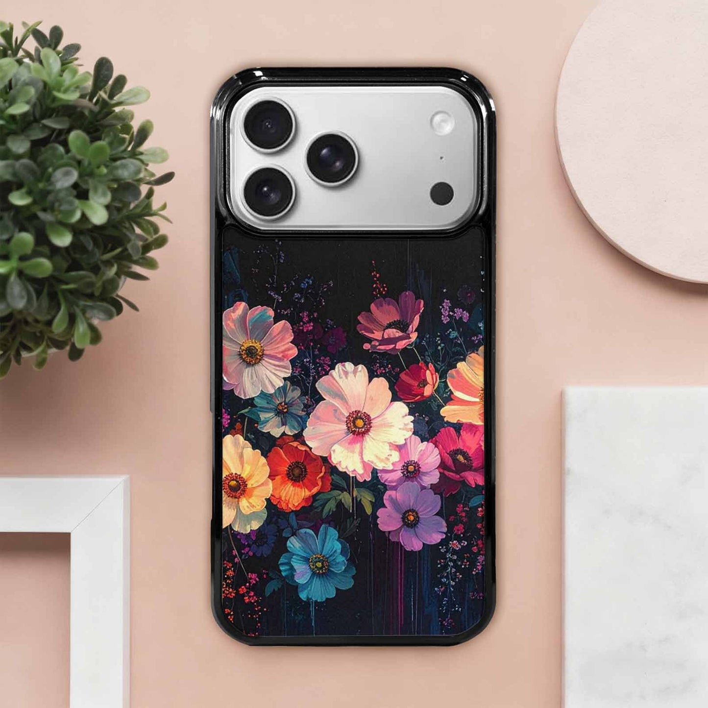 iPhone 17 Pro Max Case — Shadowy Glitch Floral Pattern Floral, Customized Protective Case