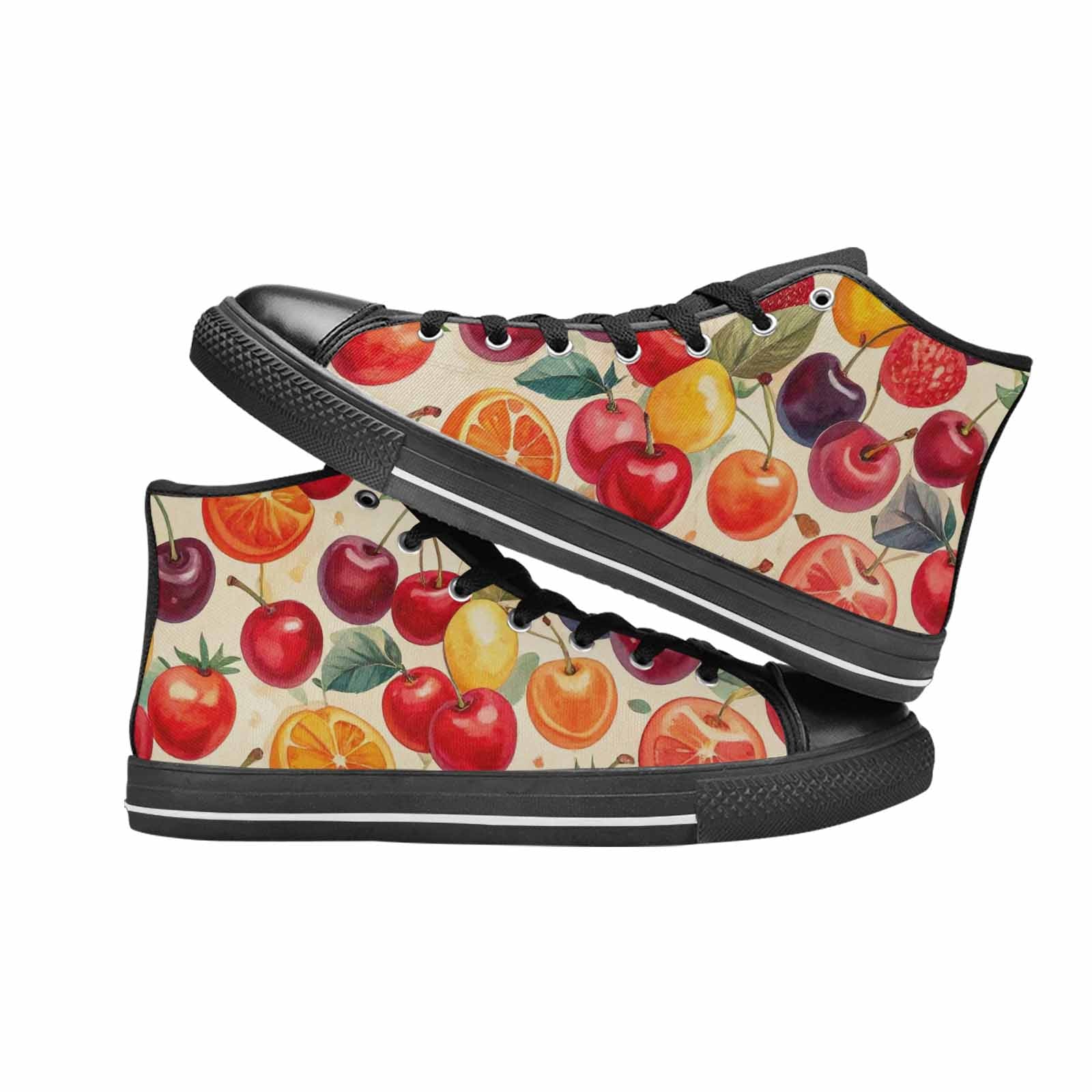 MEN'S Cherry Fruit Print High Top Canvas Surreal Custom Sneakers