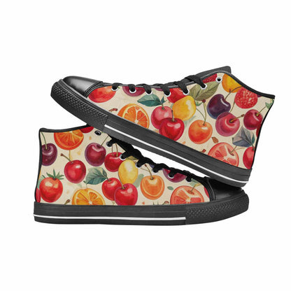 MEN'S Cherry Fruit Print High Top Canvas Surreal Custom Sneakers