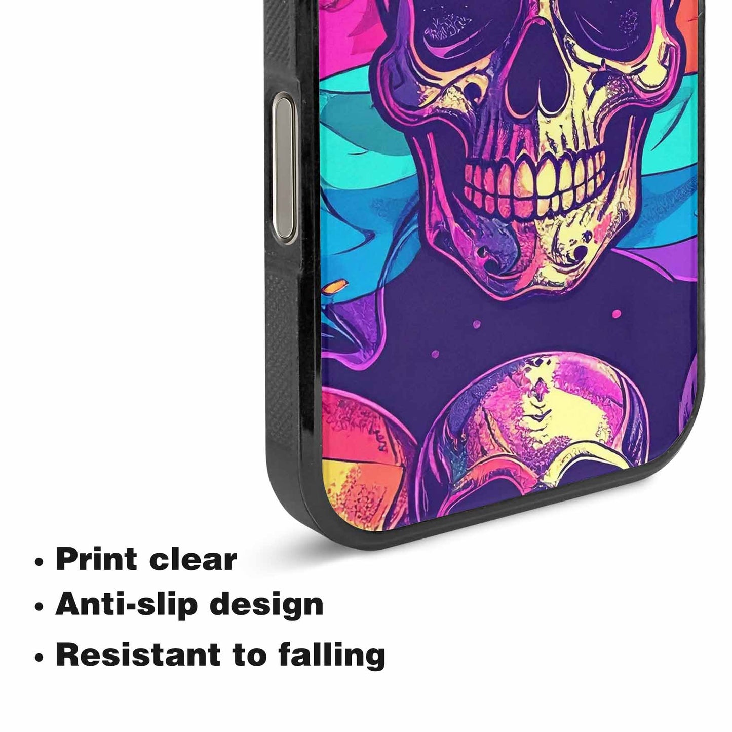 iPhone 16 Pro Case — Pride Flag Skulls Seamless Pattern Vibrant, Custom Printed Phone Case