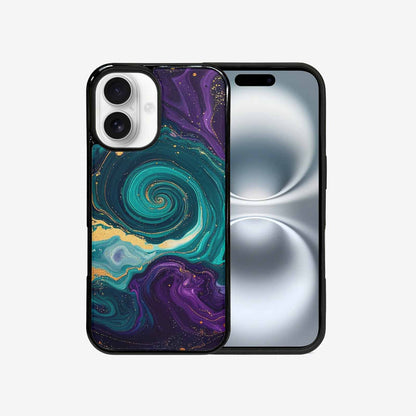 iPhone 16 Case — Marbled Swirl Texture Blended With Galaxy, Custom Made Phone Cover