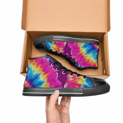 MEN'S Tie Dye Spiral High Top Canvas Wallpaper Art Custom Shoes