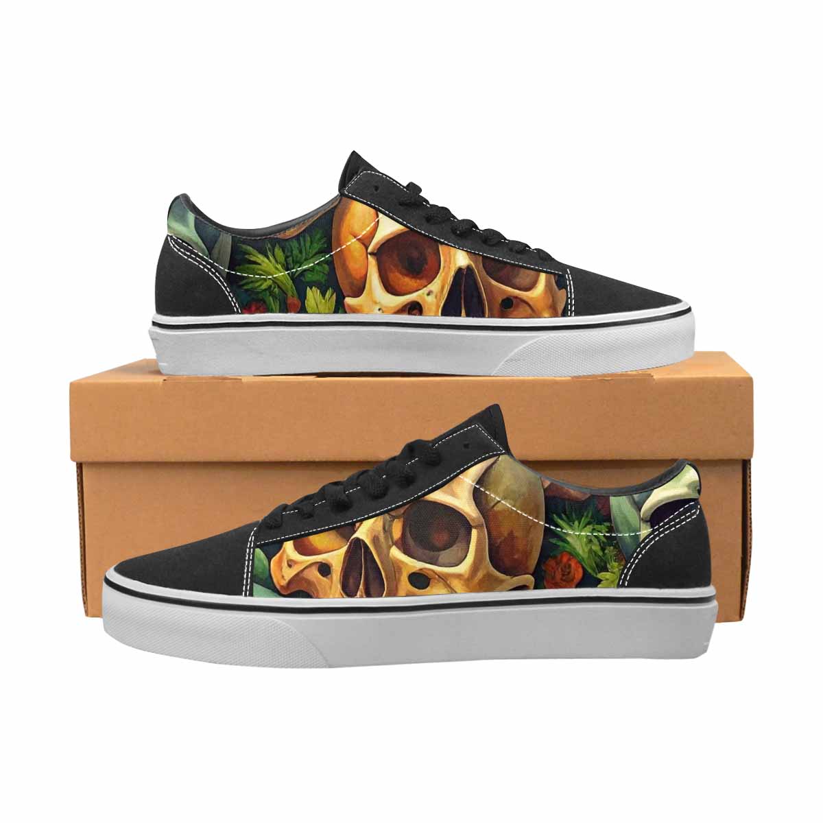 WOMEN'S Skulls  Camo Skulls Lace-Up Canvas Surreal Custom Shoes