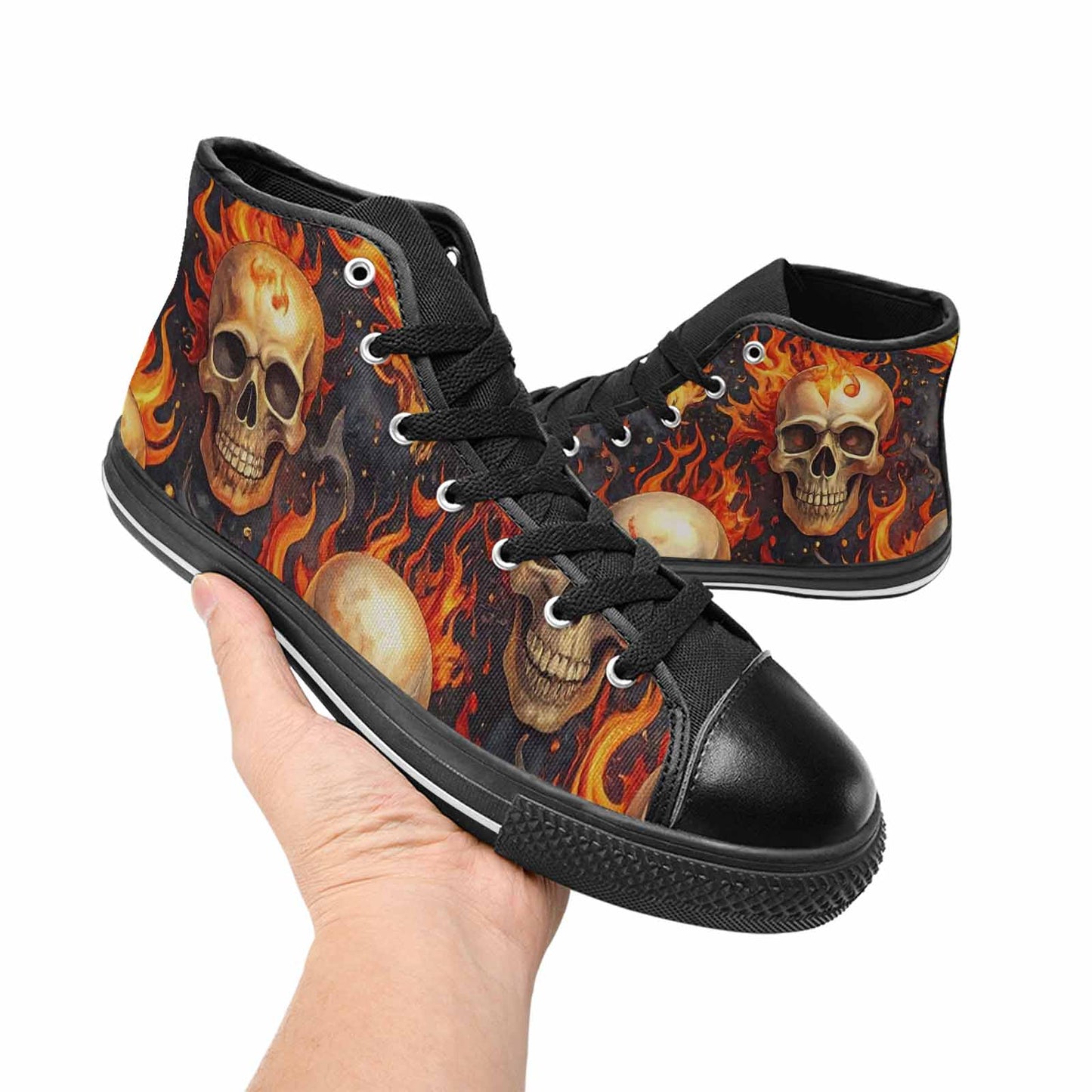 MEN'S Skulls - Flaming High Top Canvas Dreamcore Sneakers